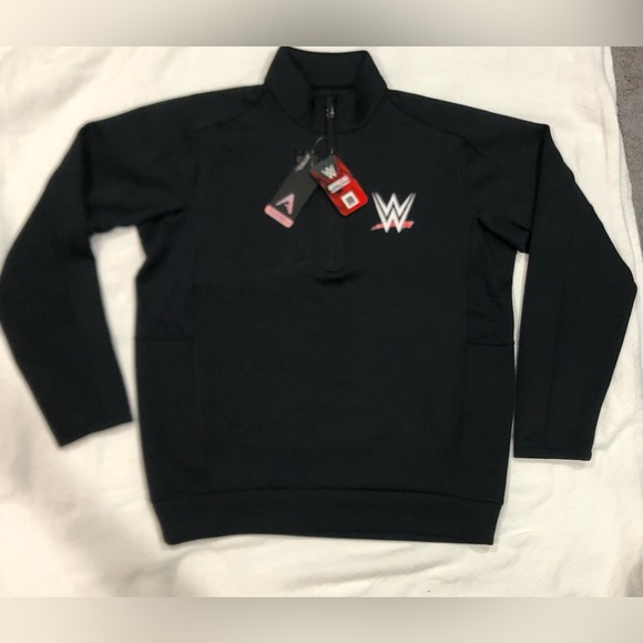 WWE Men's Antigua Black WWE Generation Quarter-Zip Pullover Top size L NWT - Picture 2 of 6